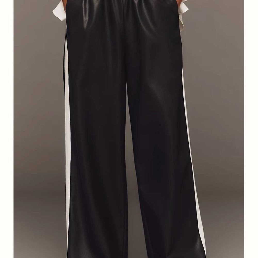 Black and White Women's leather track pant